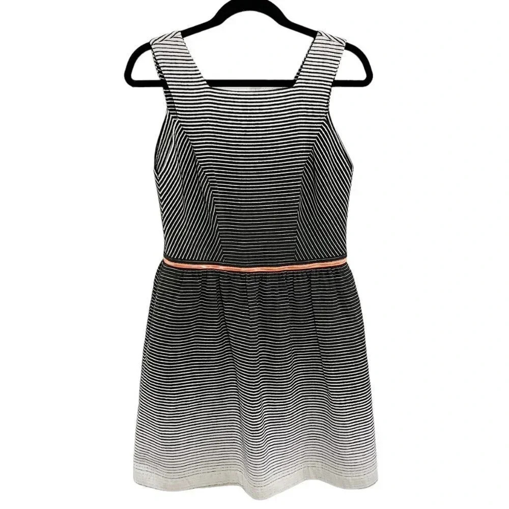 Yoana Baraschi Black White & Orange Ombre Stripe Zipper Tennis Dress Size 6